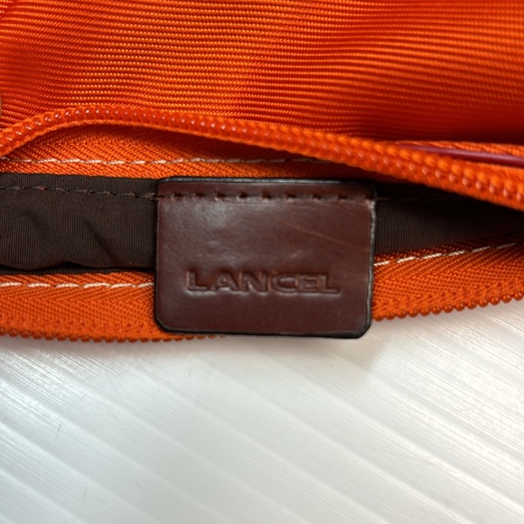 Lancel Paris (MCJE) Nylon Orange shoulder bag with Brown Leather Accents - Picture 9 of 13